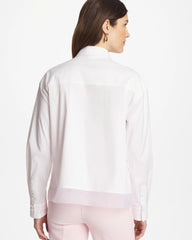 Chico's Outlet Alabaster Poplin Organza Collared Shirt