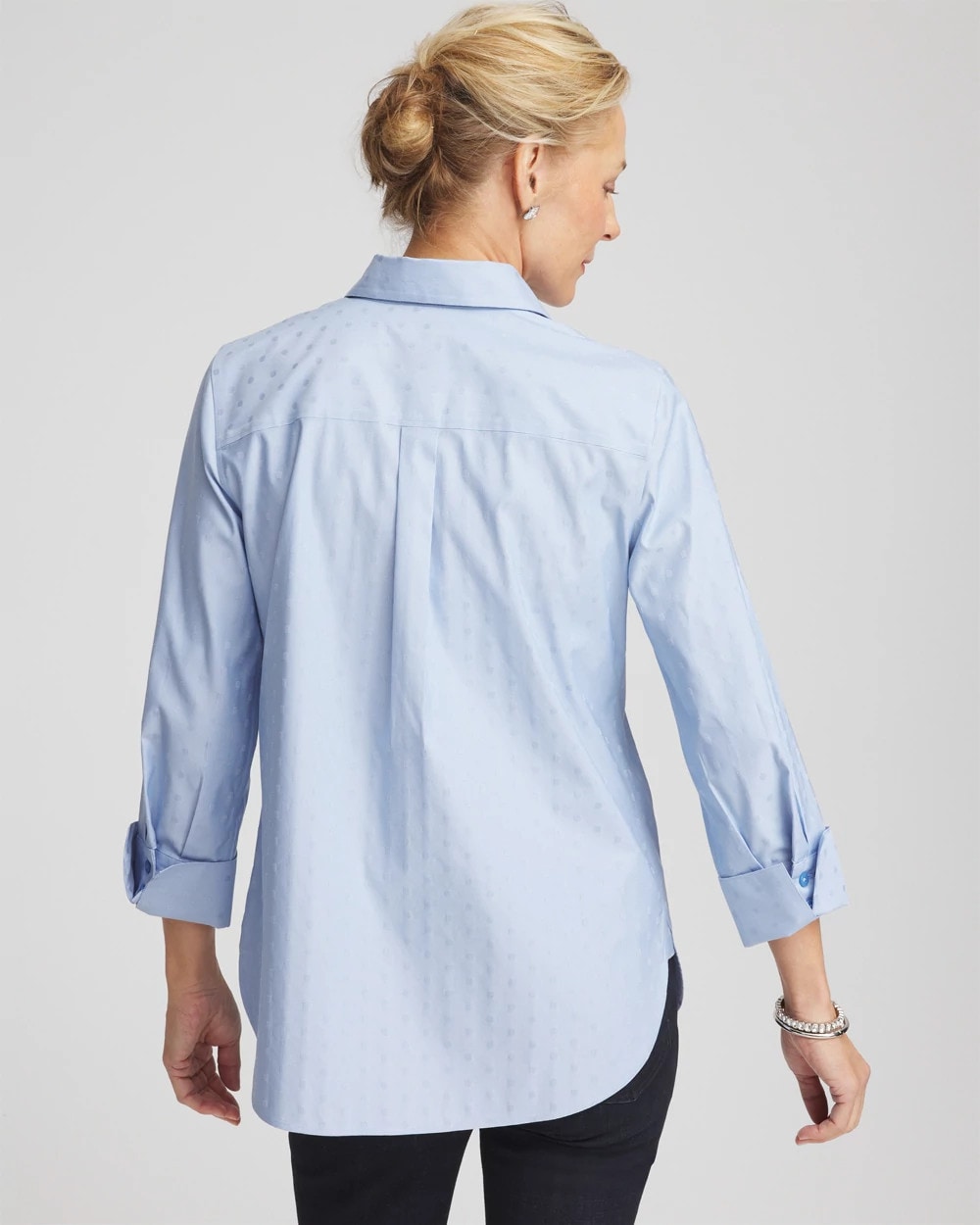 Chico's On Sale Tidal Blue No Iron™ Striped Jacquard Sateen Shirt