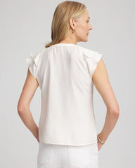 Chico's For Sale Ecru Crepe Ruffle-Trim Blouse
