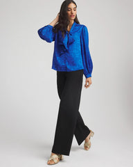 Chico's Online Cobalt Stone Jacquard Tie-Front Blouse