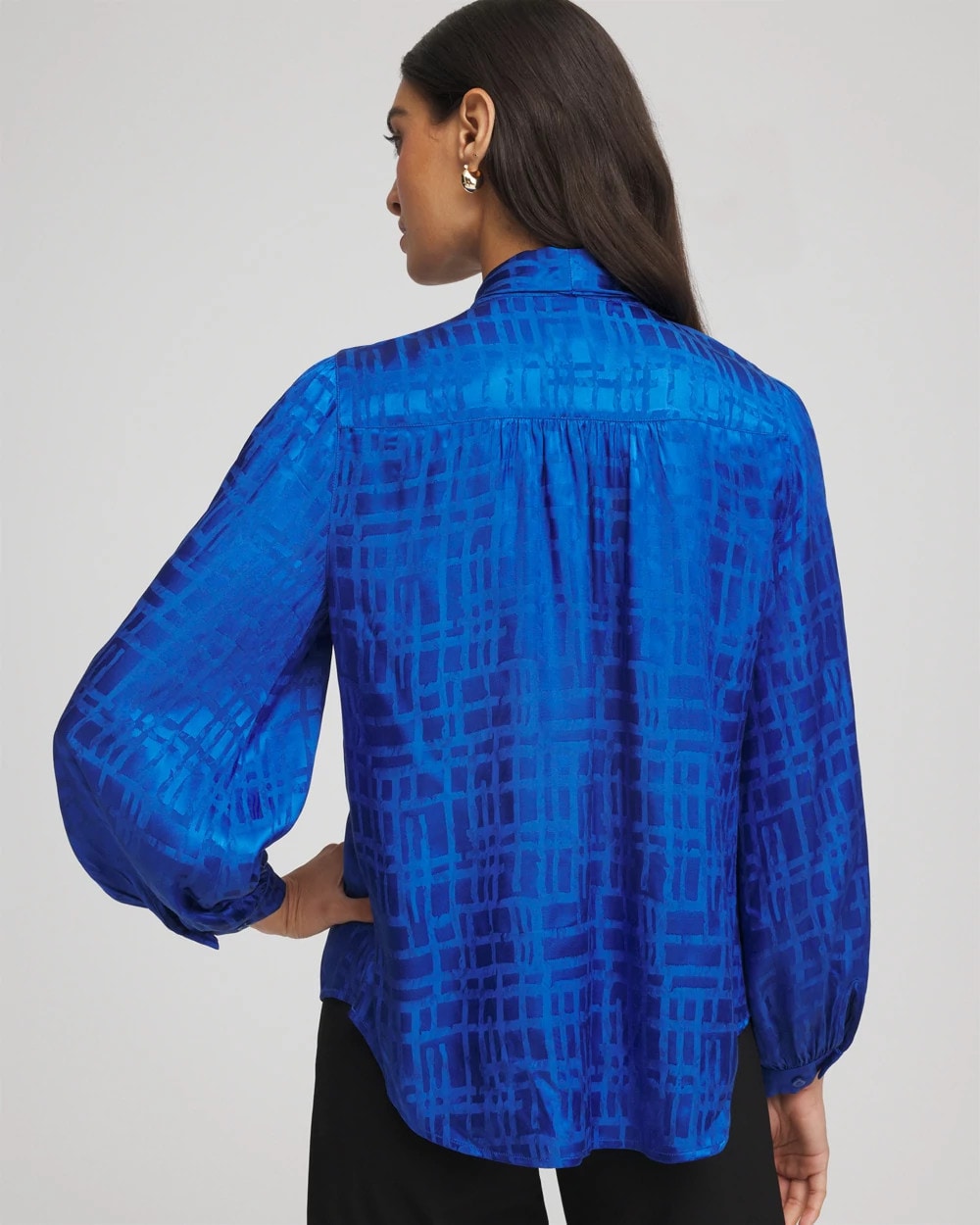 Chico's Online Cobalt Stone Jacquard Tie-Front Blouse