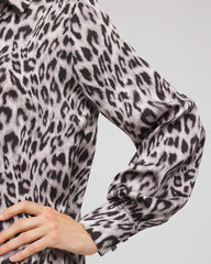 Chico's Online Dove Gray Faux Silk Snowy Animal Shirt