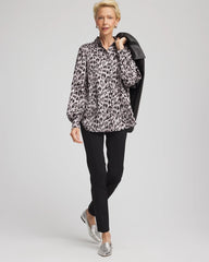 Chico's Online Dove Gray Faux Silk Snowy Animal Shirt