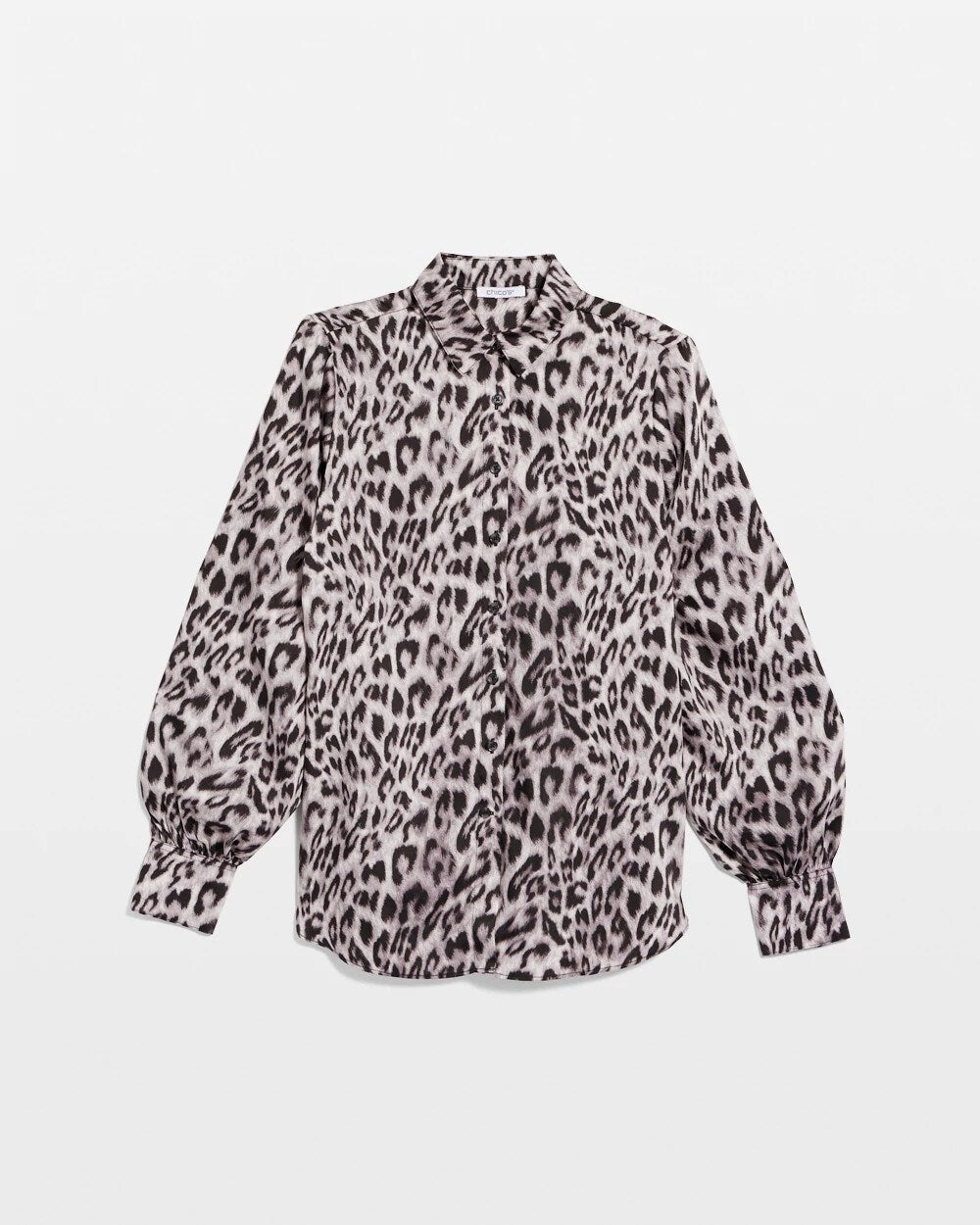 Chico's Online Dove Gray Faux Silk Snowy Animal Shirt