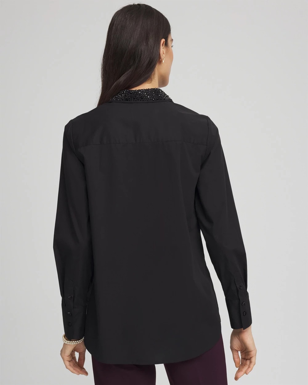 Chico's Sale Black Tonal Jewels Poplin Shirt