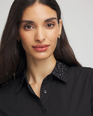 Chico's Sale Black Tonal Jewels Poplin Shirt