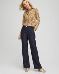 Chico's Outlet Gold No Iron™ Jacquard Scrolls  Shirt