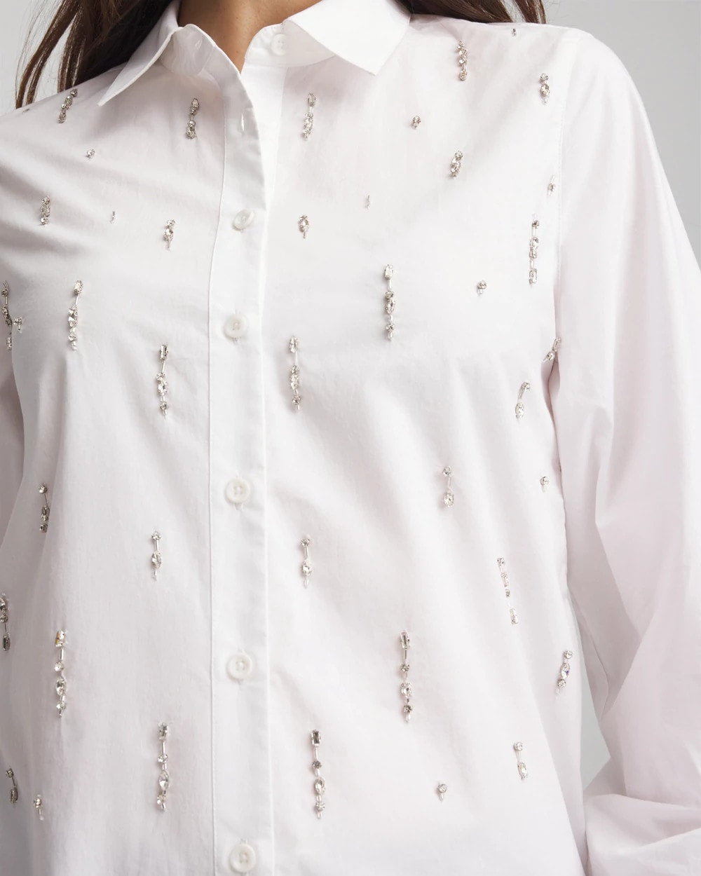 Chico's Outlet Alabaster Jeweled Poplin Shirt