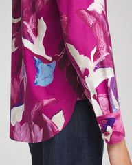 Chico's On Sale Cobalt Stone No Iron™ Floral-Paint-Print Shirt