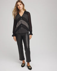 Chico's For Sale Black Georgette Polka Dot Blouse