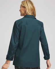 Chico's Online Teal Shadow Rhinestone Embellished Poplin Tunic
