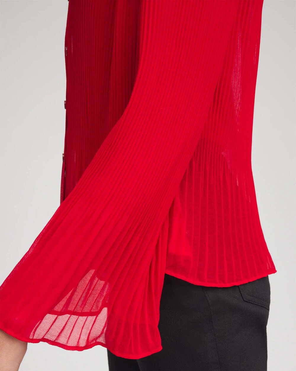 Chico's Discount Carmine Red Pleated Georgette Blouse