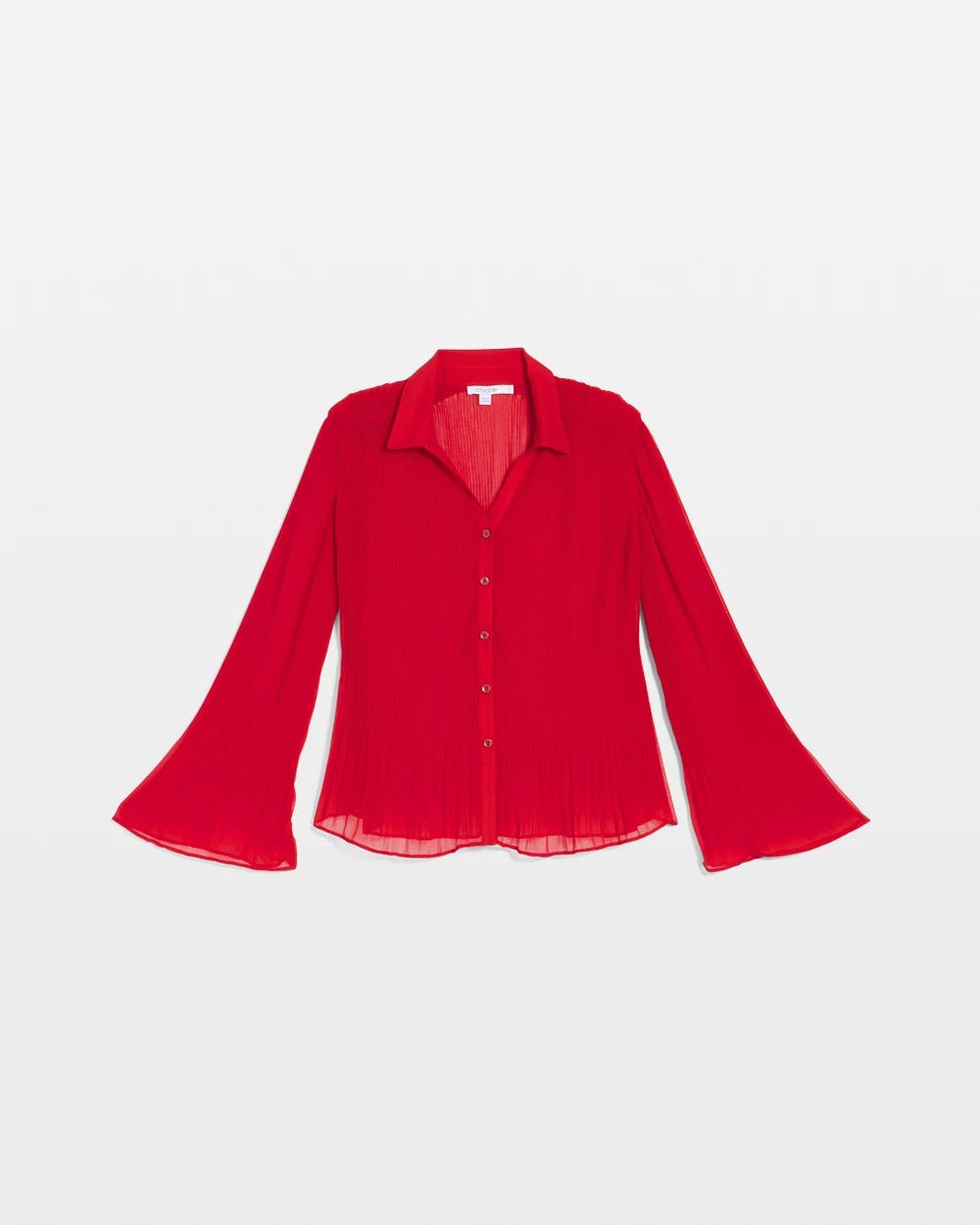 Chico's Discount Carmine Red Pleated Georgette Blouse