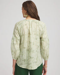 Chico's Outlet Salted Lime Lurex Stripe Cotton Blouse