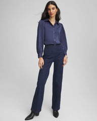 Chico's Online Indigo Sky Puff Sleeve Satin Blouse
