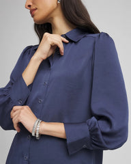 Chico's Online Indigo Sky Puff Sleeve Satin Blouse