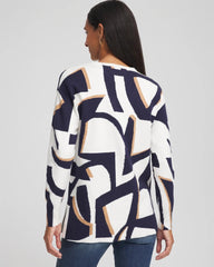 Chico's Sale Passport Blue Geo Intarsia V-Neck Tunic