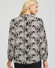 Chico's Outlet Black Caviar Bead Georgette Blouse