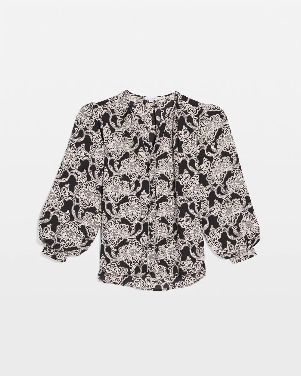 Chico's Outlet Black Caviar Bead Georgette Blouse