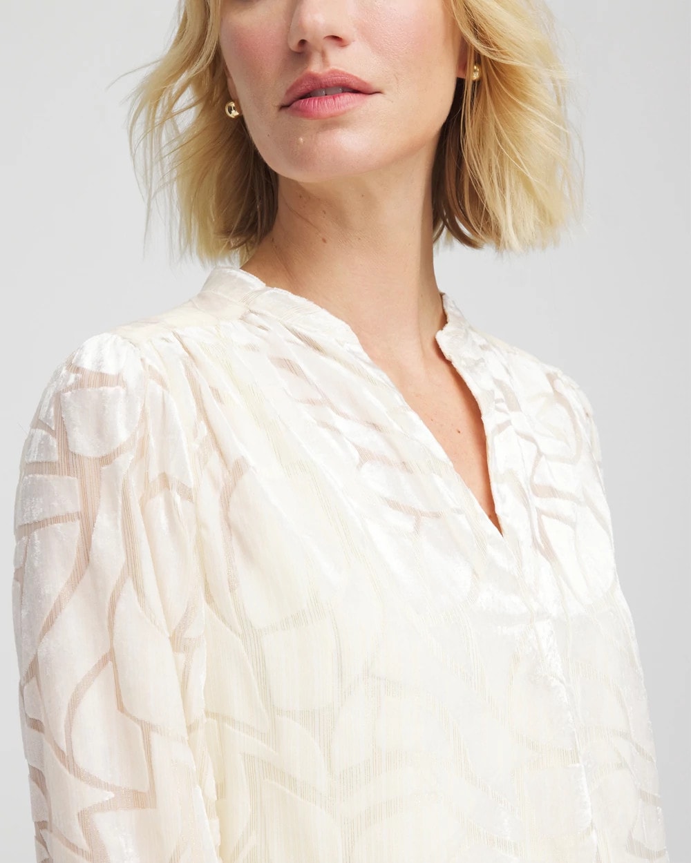 Chico's For Sale English Cream Cream Burnout Pullover Blouse