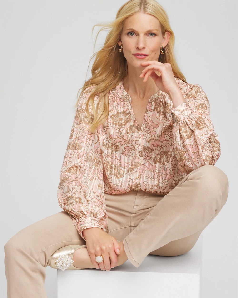 Chico's Online Blushed Revival Bloom Chiffon Blouse