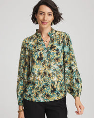 Chico's Discount Darkest Spruce Crinkle Relaxed-Fit Blouse