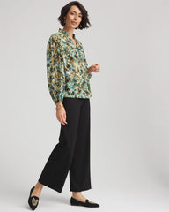 Chico's Discount Darkest Spruce Crinkle Relaxed-Fit Blouse