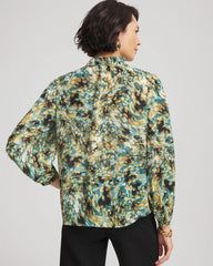Chico's Discount Darkest Spruce Crinkle Relaxed-Fit Blouse