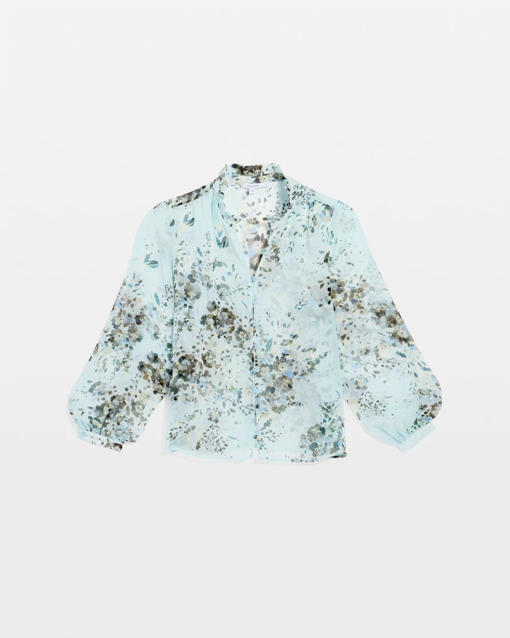 Chico's Sale Blue Menthe Floral Georgette Peasant Blouse
