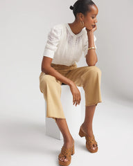 Chico's Outlet Ecru Chiffon Puff Sleeve Shirt