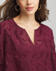Chico's On Sale Deep Chianti Feathered Pullover Peasant Blouse
