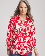 Chico's For Sale Red Glow No Iron™ Floral Linen Shirt