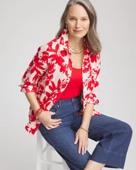 Chico's For Sale Red Glow No Iron™ Floral Linen Shirt