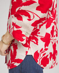 Chico's For Sale Red Glow No Iron™ Floral Linen Shirt