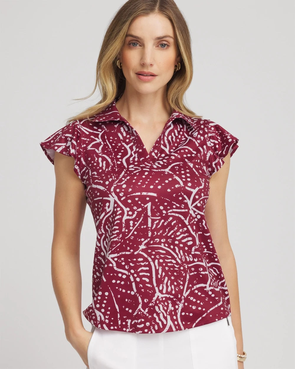 Chico's Online Russet Red Zenergy® UPF Printed Polo Top