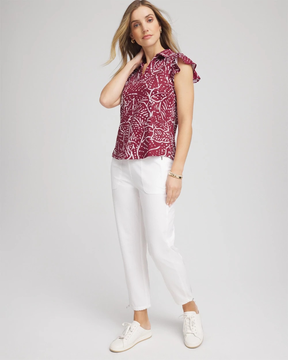 Chico's Online Russet Red Zenergy® UPF Printed Polo Top