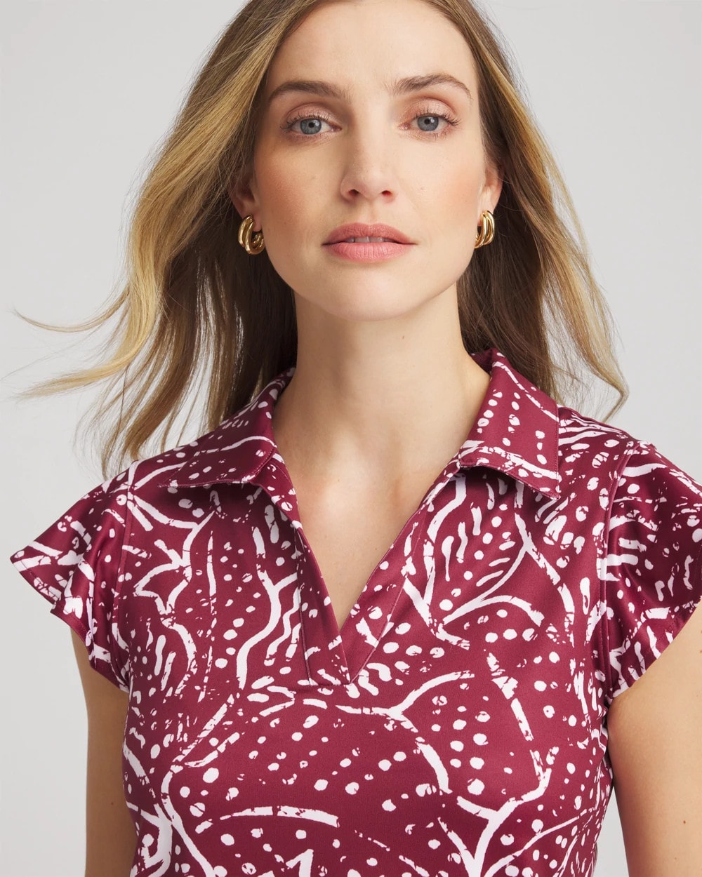 Chico's Online Russet Red Zenergy® UPF Printed Polo Top