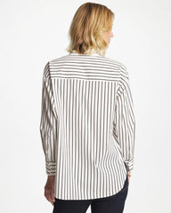 Chico's Outlet Black Striped Poplin Applique Tunic