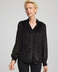 Chico's On Sale Black Burnout Velvet Blouse