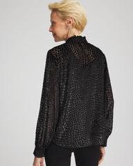 Chico's On Sale Black Burnout Velvet Blouse