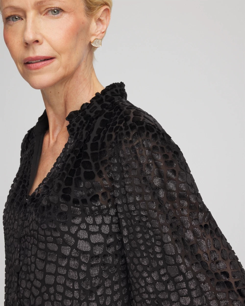 Chico's On Sale Black Burnout Velvet Blouse