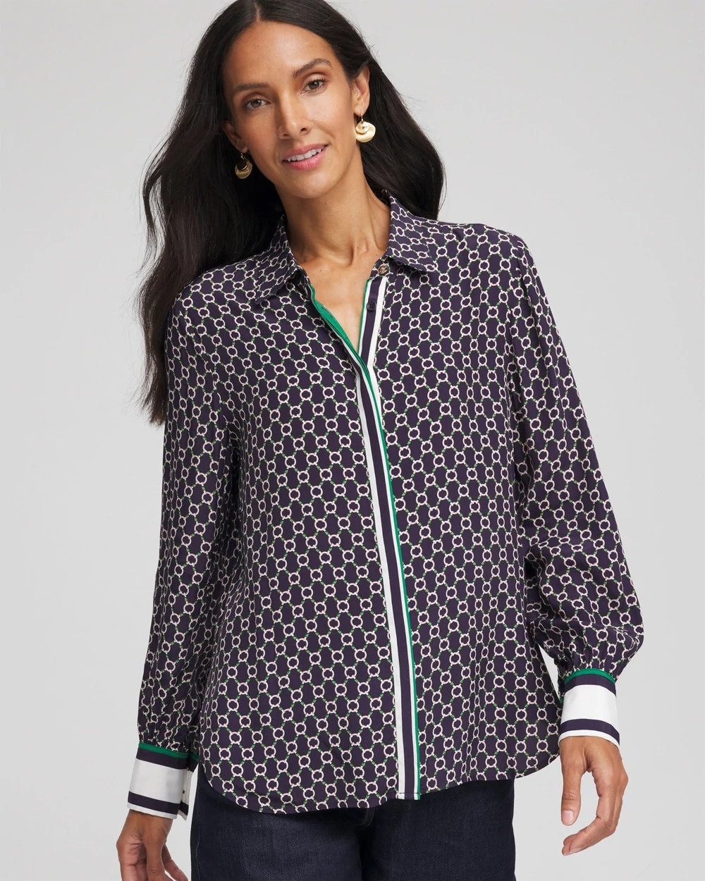 Chico's For Sale Passport Blue Faux Silk Twill Shirt