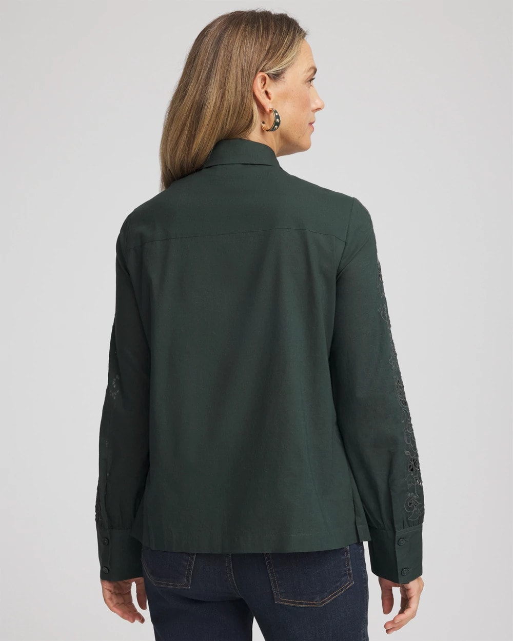 Chico's Online Darkest Spruce Lace Cotton Voile Shirt