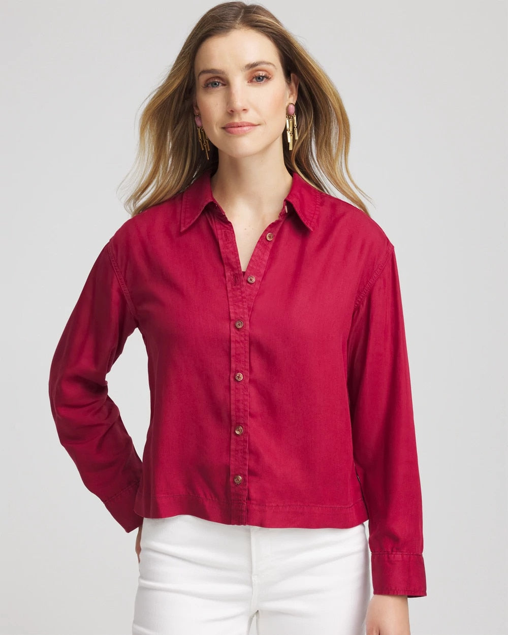 Chico's Discount Russet Red Tencel™ Classic Fit Shirt