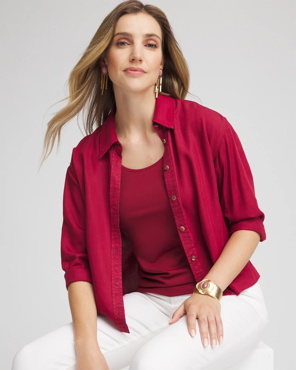 Chico's Discount Russet Red Tencel™ Classic Fit Shirt