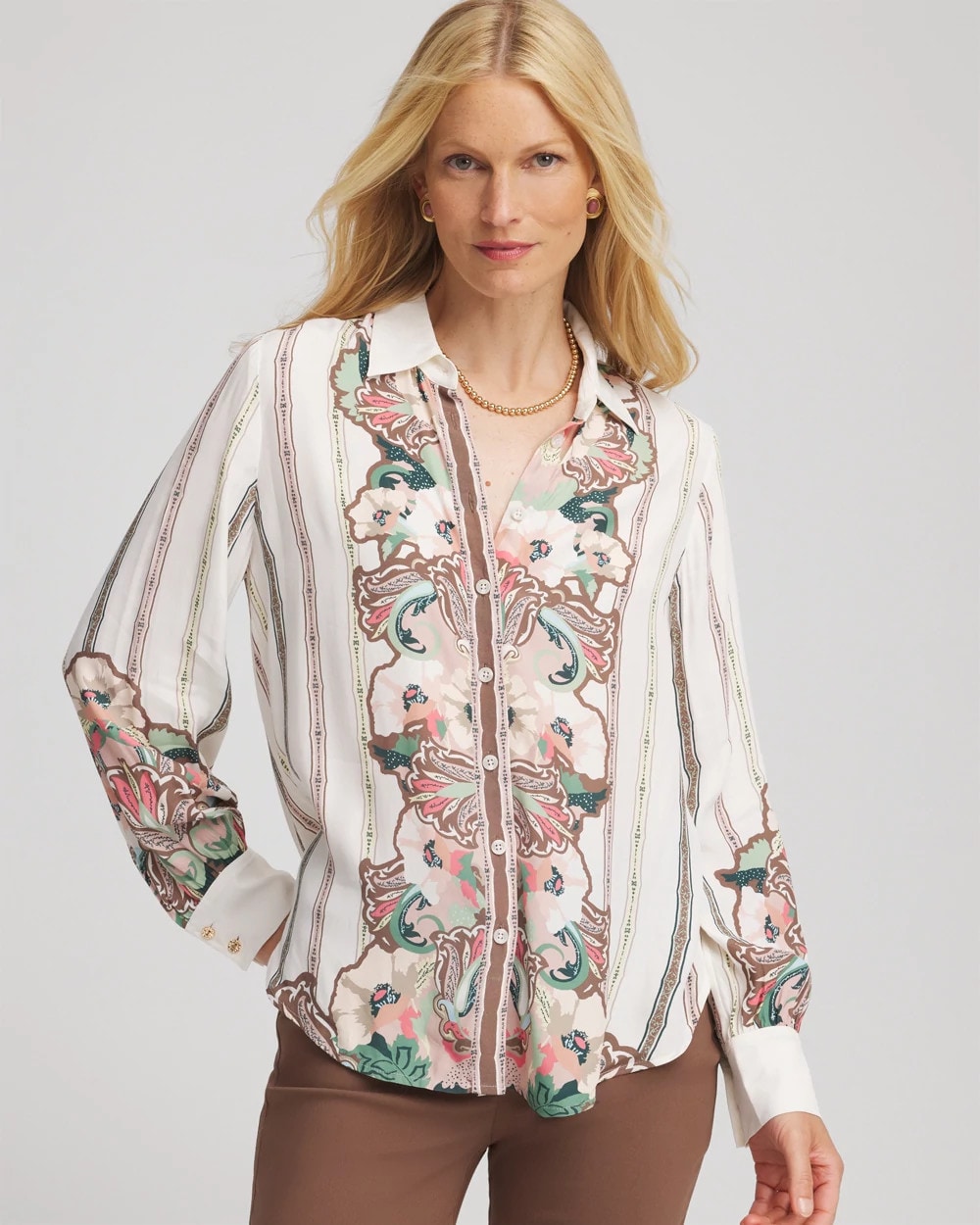 Chico's On Sale Ecru Silky Classic-Fit Shirt