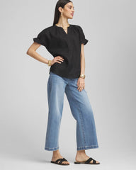 Chico's For Sale Black Linen Flutter-Sleeve Popover Top