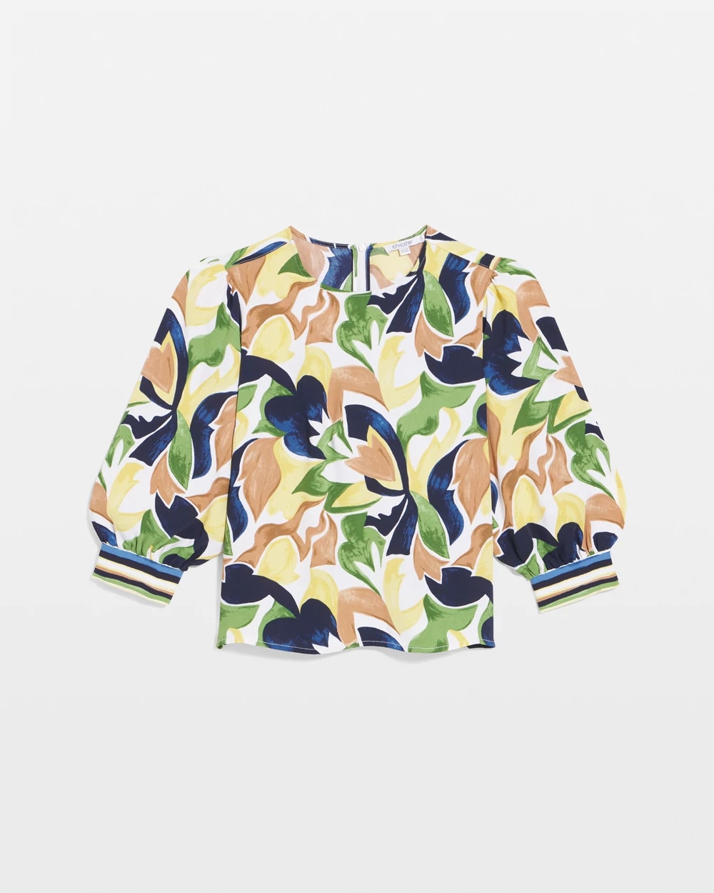 Chico's Discount Panna Cotta Mod Blooms Matte Satin Pullover