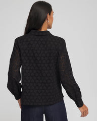 Chico's On Sale Black Heart Eyelet Shirt