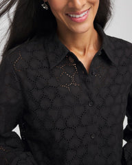 Chico's On Sale Black Heart Eyelet Shirt